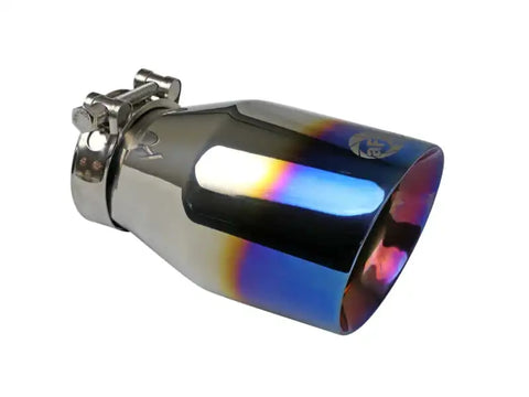 aFe 49T25404-L071 Mach Force XP 304 Stainless Steel Clamp-On Exhaust Tip 2.5in Inlet / 4in Outlet - Blue Flame
