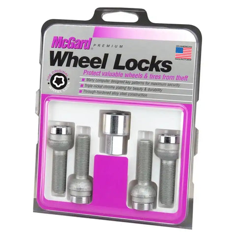 McGard Wheel Lock Bolt Set - 4pk. (Radius Seat) M12X1.5 / 17mm Hex 20.6mm Shank Length Chrome