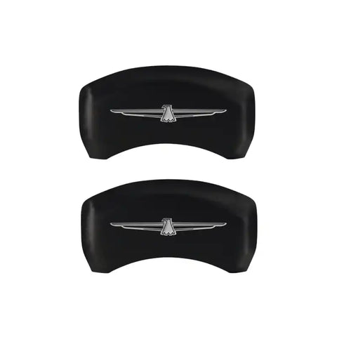 MGP 4 Caliper Covers Engrvd Front No bolts/Tbird Engrvd Rear/Tbird Emblem Red fnsh slvr ch