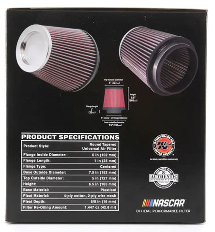 K&N RF-1042 Universal Clamp-On Air Filter