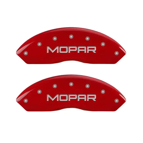 MGP 4 Caliper Covers Engraved Front & Rear MOPAR Red finish silver ch