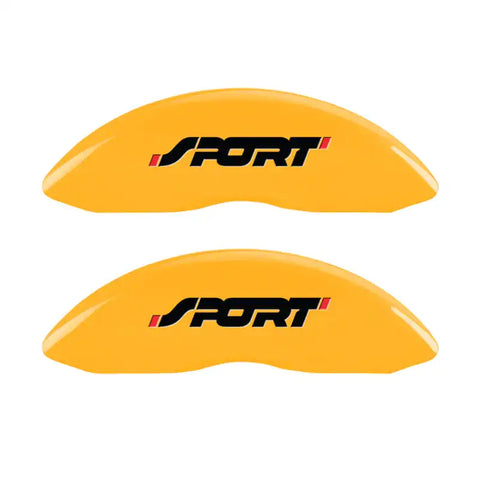 MGP 4 Caliper Covers Engraved Front & Rear No bolts/Sport Yellow finish black ch