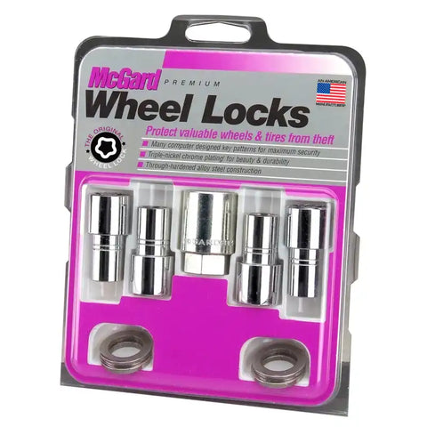 McGard Wheel Lock Nut Set - 4pk. (Long Shank Seat) M12X1.5 / 13/16 Hex 1.75in. Length Chrome