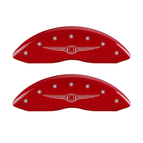 MGP 4 Caliper Covers Engraved Front & Rear Style 1/Chrysler Wing Red finish silver ch