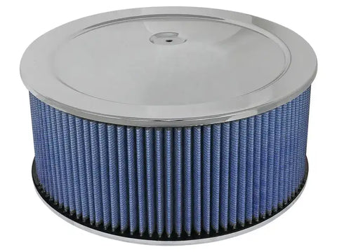 aFe 18-21404 MagnumFLOW Air Filters Round Racing P5R A/F Chrome Assy 14x6: Blk/Blue E/M