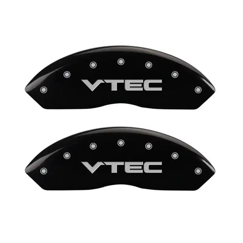 MGP 4 Caliper Covers Engraved Front & Rear Vtech Black finish silver ch