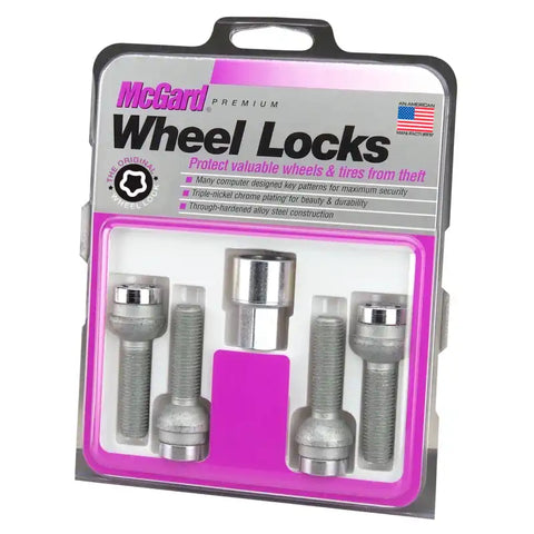 McGard Wheel Lock Bolt Set - 4pk. (Radius Seat) M14X1.5 / 17mm Hex 45.0mm Shank Length Chrome