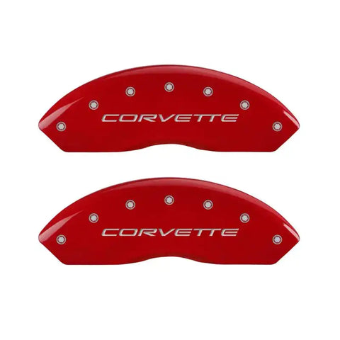 MGP 4 Caliper Covers Engraved Front & Rear C5/Corvette Red finish silver ch