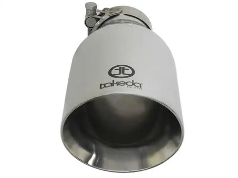 aFe 49T25454-P09 Takeda 304 Stainless Steel Clamp-On Exhaust Tip 2.5in. Inlet / 4.5in. Outlet 9in. L - Polished