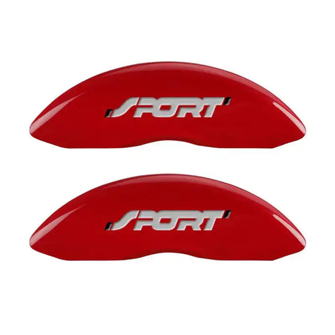MGP 4 Caliper Covers Engraved Front & Rear No bolts/Sport Red finish silver ch