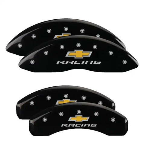 MGP 4 Caliper Covers Engraved Front & Rear Chevy racing Black finish silver ch