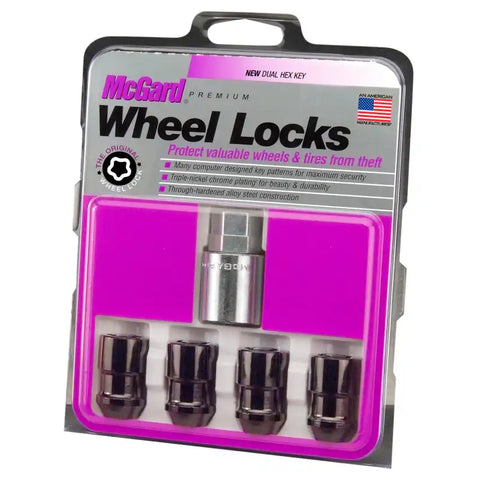 McGard Wheel Lock Nut Set - 4pk. (Cone Seat) 1/2-20 / 3/4 & 13/16 Dual Hex 1.46in. Length Black