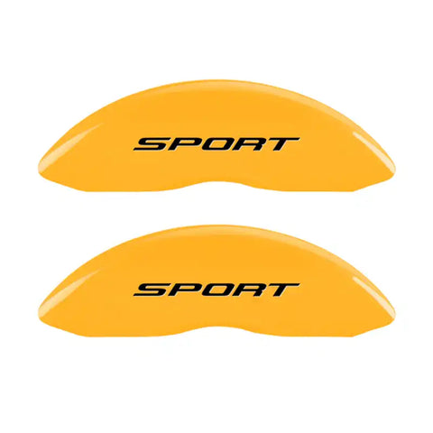 MGP 4 Caliper Covers Engraved Front & Rear No Bolts/Sport 2015 Yellow finish black ch