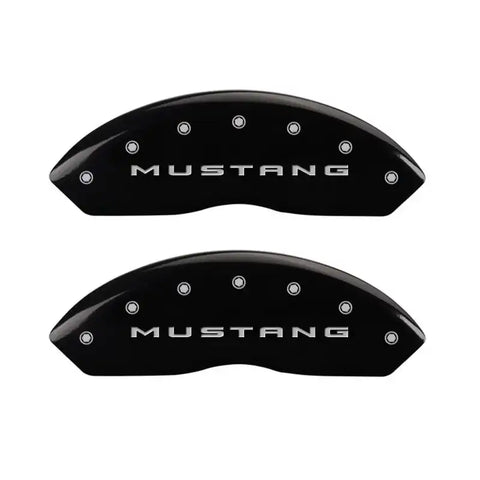 MGP 4 Caliper Covers Engraved Front 2015/Mustang Engraved Rear 2015/37 Black finish silver ch