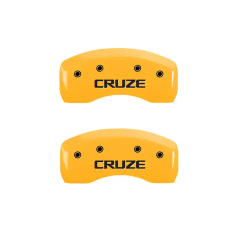 MGP 4 Caliper Covers Engraved Front & Rear Cruze Yellow finish black ch