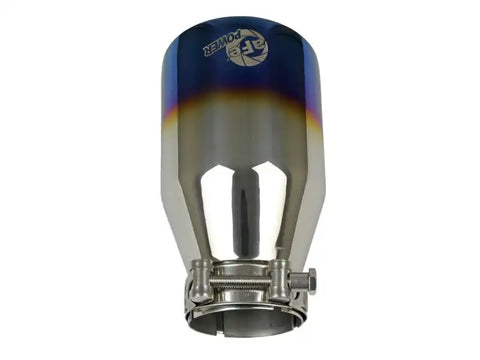 aFe 49T25404-L071 Mach Force XP 304 Stainless Steel Clamp-On Exhaust Tip 2.5in Inlet / 4in Outlet - Blue Flame