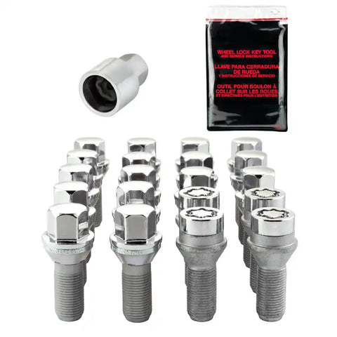 McGard 5 Lug Hex Install Kit w/Locks (Cone Seat Bolt) M14X1.25 / 17mm 27.5mm Shank L. - Chrome