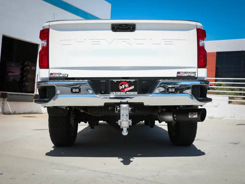 aFe 49-44125-B Large Bore-HD 5 IN 409 SS DPF-Back Exhaust System w/Black Tip 20-21 GM Truck V8-6.6L