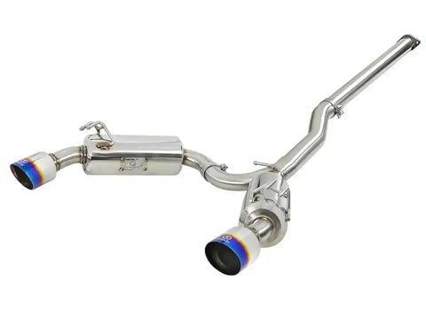 aFe 49-36701-L Takeda 3in. to 2.5in. 304 SS C/B Exhaust 08-15 Mitsubishi EVO I4-2.0L (t) - Blue Flamed Tips