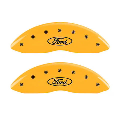 MGP 4 Caliper Covers Engraved Front & Rear Oval logo/Ford Yellow finish black ch