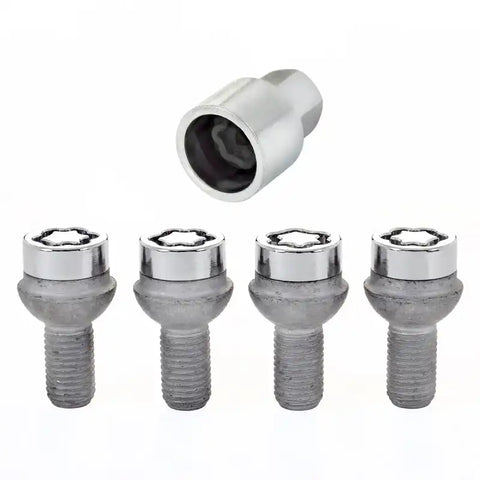 McGard Wheel Lock Bolt Set - 4pk. (Radius Seat) M12X1.5 / 17mm Hex 20.6mm Shank Length Chrome
