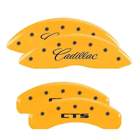 MGP 4 Caliper Covers Engraved Front Cadillac Rear CTS Yellow Finish Black Char 2014 Cadillac CTS