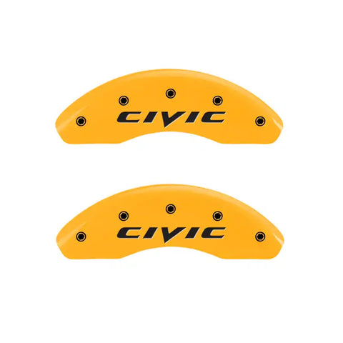MGP Front set 2 Caliper Covers Engraved Front 2015/Civic Yellow finish black ch