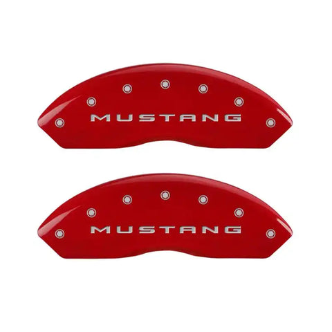 MGP 4 Caliper Covers Engraved Front 2015/Mustang Engraved Rear 2015/37 Red finish silver ch