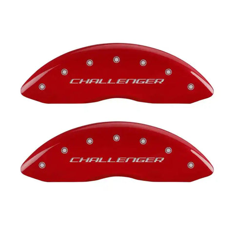 MGP 4 Caliper Covers Engraved Front Block/Challenger Engraved Rear Vintage Style/RT Red fnsh slvr ch