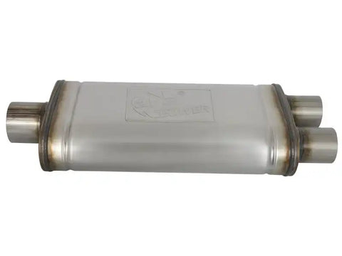 aFe 49M00018 MACHForce XP SS Muffler 3in Center Inlet / 2.5in Dual Outlets 18in L x 9in W x4in H Body