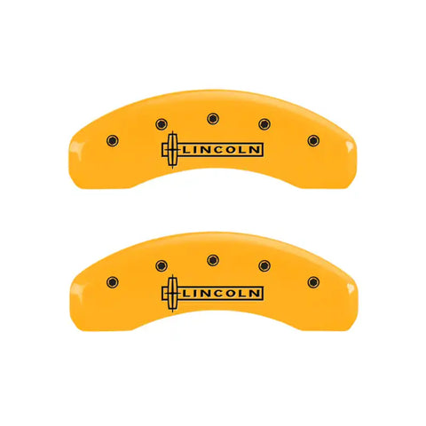 MGP 4 Caliper Covers Engraved Front & Rear Lincoln Yellow Finish Black Char 2003 Lincoln Town Car