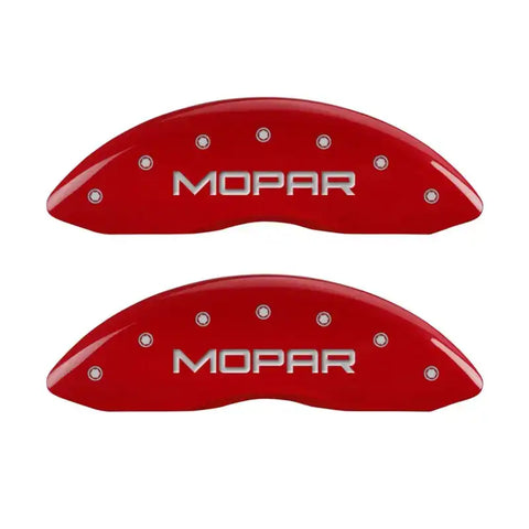 MGP Front set 2 Caliper Covers Engraved Front MOPAR Red finish silver ch