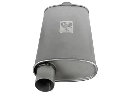 aFe 49M00002 Scorpion Replacement Alum Steel Muffler Double Layer 2-1/2in In/Out Center/Offset 18inL x9inW