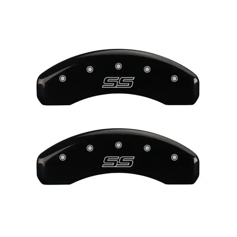 MGP 4 Caliper Covers Engraved Front & Rear Trailblazer style/SS Black finish silver ch