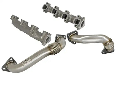 aFe 48-34009-PK 01-04 GM V8-6.6L LB7 Twisted Steel Manifold w/ Up Pipe