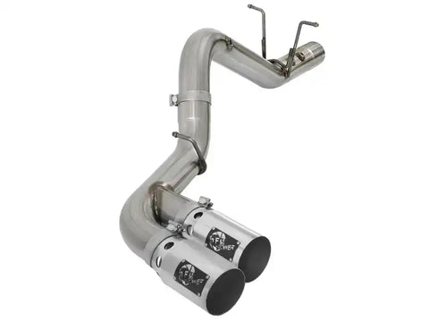 aFe 49-44089-P Victory Series 4in 409-SS DPF-Back Exhaust w/ Dual Polished Tips 2017 GM Duramax V8-6.6L(td) L5P