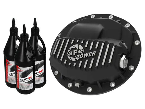 aFe 46-70402-WL Power Pro Series Front Diff Cover Black Machined & Gear Oil 13-18 Dodge Ram 2500/3500