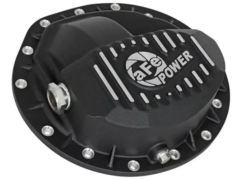 aFe 46-70362-WL Rear Differential Cover Black w/Machined Fins Nissan Titan XD 16-19 - w/Oil