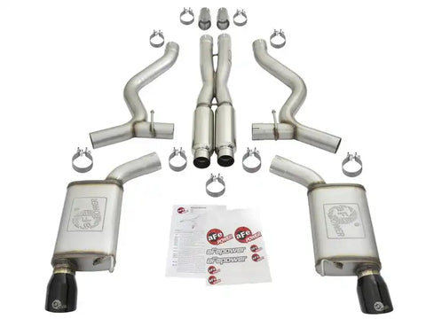 aFe 49-33087-B MACHForce XP 3in 304 SS Loud Tone Cat-Back w/ Black Tips 15-17 Ford Mustang V6-3.7L/V8-5.0L