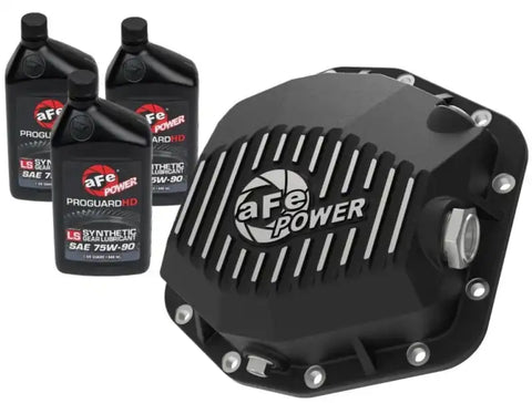 aFe 46-71291B POWER 2021 Ford Bronco w/ Dana M220 Diff Cover Gear Oil Black Street Series Machined Fins