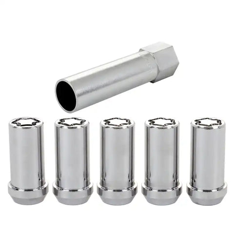 McGard Wheel Lock Nut Set - 5pk. (Tuner / Cone Seat) 1/2-20 13/16 Hex 1.60in. L. Chrome