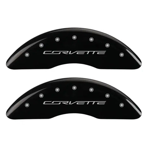 MGP 4 Caliper Covers Engraved Front Corvette C7 Engraved Rear Z51/2015 Black finish silver ch