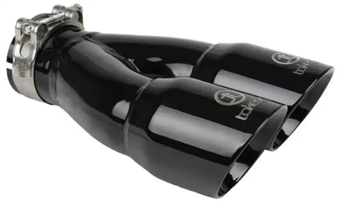 aFe 49T25364-B10 Takeda 2.5in 304 Stainless Steel Clamp-on Exhaust Tip Inlet 3in Dual Outlet - Black
