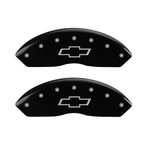 MGP 4 Caliper Covers Engraved F & R Bowtie Black Finish Silver Char 2014 Chevrolet Express 2500