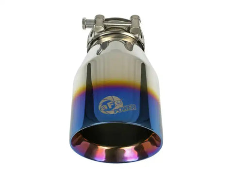 aFe 49T25404-L071 Mach Force XP 304 Stainless Steel Clamp-On Exhaust Tip 2.5in Inlet / 4in Outlet - Blue Flame