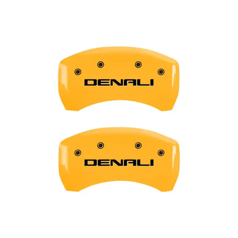 MGP 4 Caliper Covers Engraved Front & Rear Denali Yellow Finish Black Char 2017 GMC Acadia