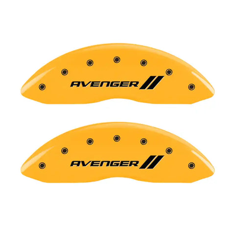 MGP 4 Caliper Covers Engraved Front & Rear With stripes/Avenger Yellow finish black ch