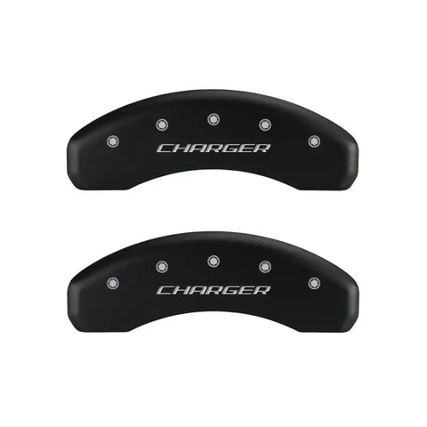 MGP 4 Caliper Covers Engraved Front & Rear Block/Charger Red finish silver ch