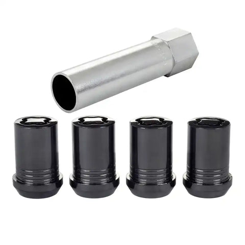 McGard Wheel Lock Nut Set - 4pk. (Tuner / Cone Seat) M12X1.5 13/16 Hex 1.24in. Length Black