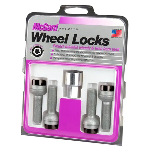 McGard Wheel Lock Bolt Set - 4pk. (Radius Seat) M14X1.5 / 17mm Hex 45.0mm Shank Length Black